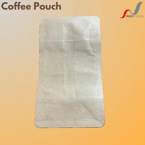 n zip coffee pouch with no valve lying flatshowing the plain side of the pouch.