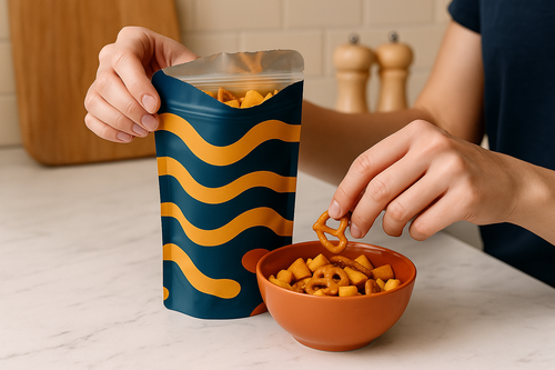 Gravure printing uses engraved metal cylinders to transfer ink onto packaging film.