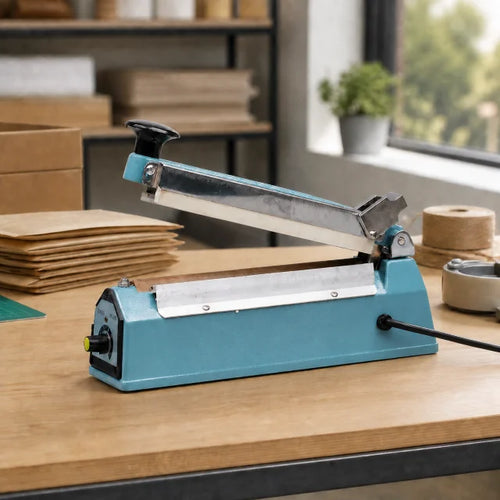 FS 300 aluminium impulse heat sealer on a packing bench.