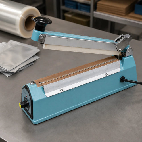 Open FS 300 impulse sealer showing the 3mm sealing element.