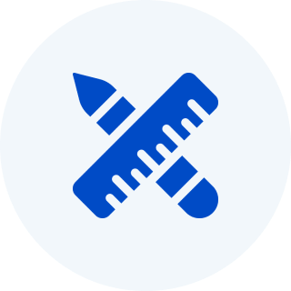 Blue airplane icon on a white background