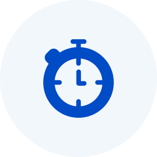 Blue clock icon on a white background