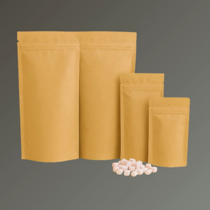 Standing Pouch Ziplock Brown Paper Bag Flat Bottom Standing Kraft