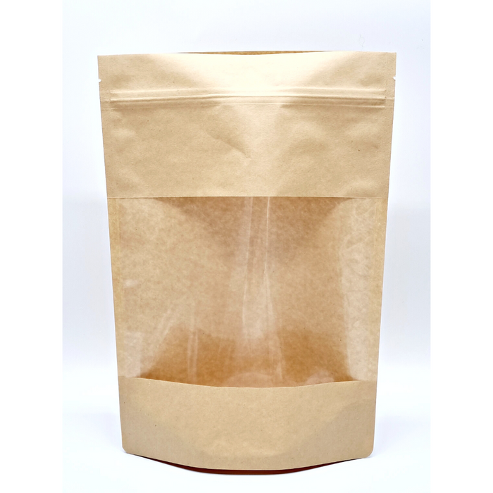 Brown Kraft Large Window Resealable Pouch