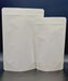 2 different sized white kraft compostable pouches with a grip seal.
